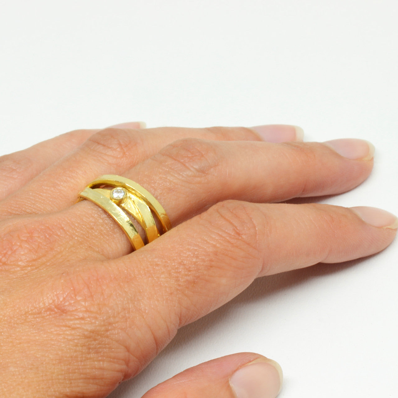 Ring Seidenmatt in 333 Gelbgold mit Zirkonia