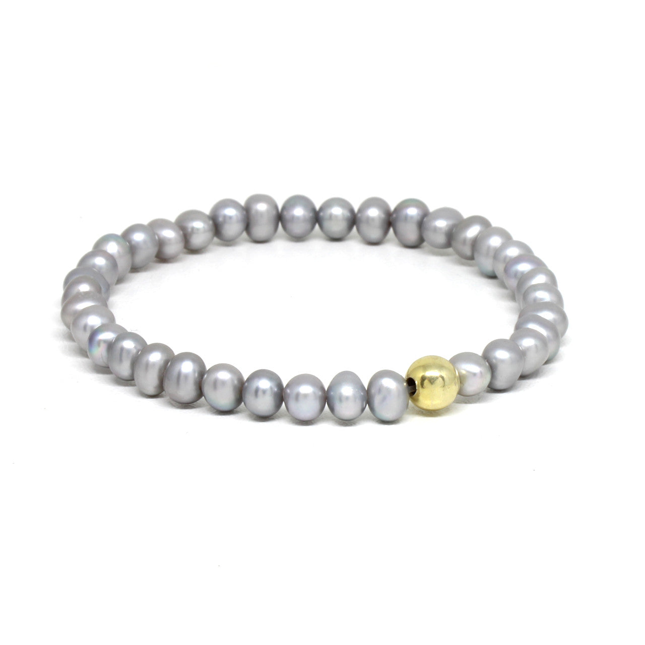 Perlenarmband grau mit Kugel