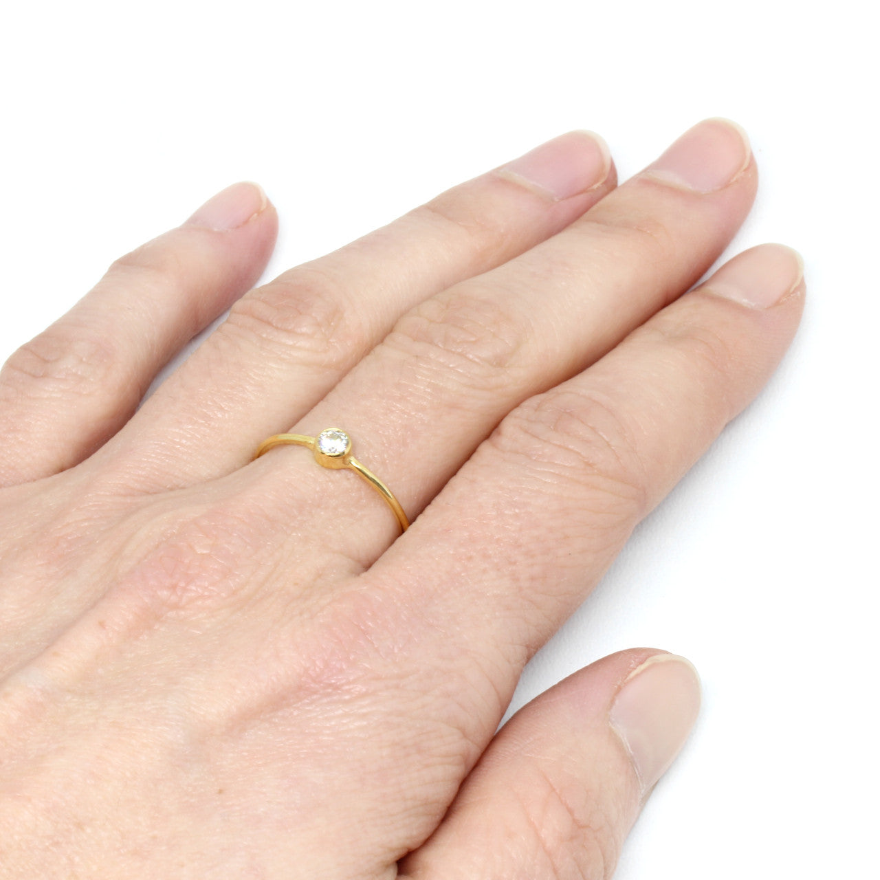 Ring in Gelbgold schmal mit Zirkonia