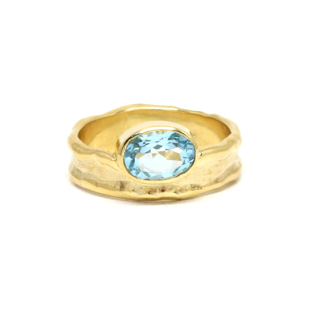 Ring in 333 Gelbgold mit Blautopas