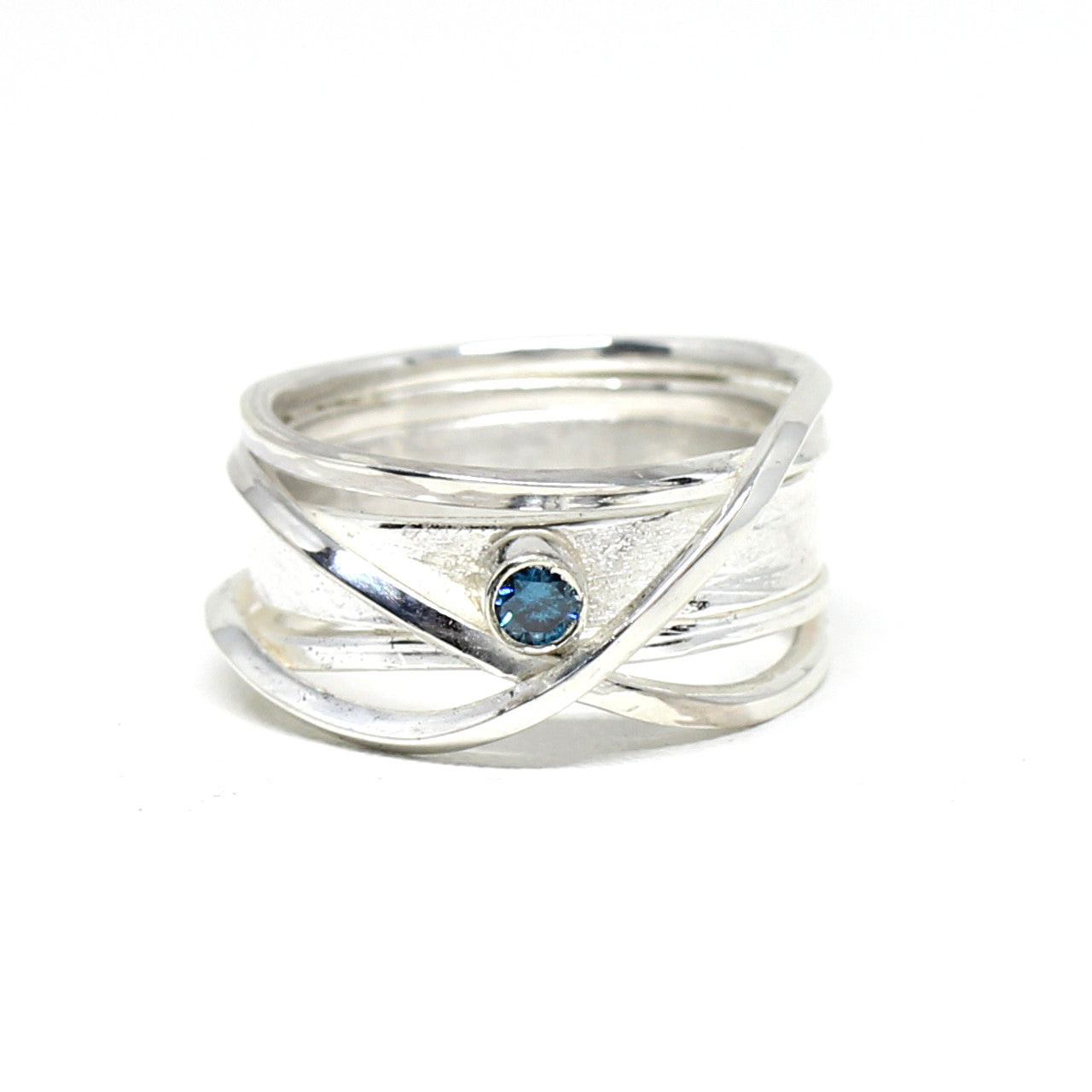 Silberring blauer Diamant