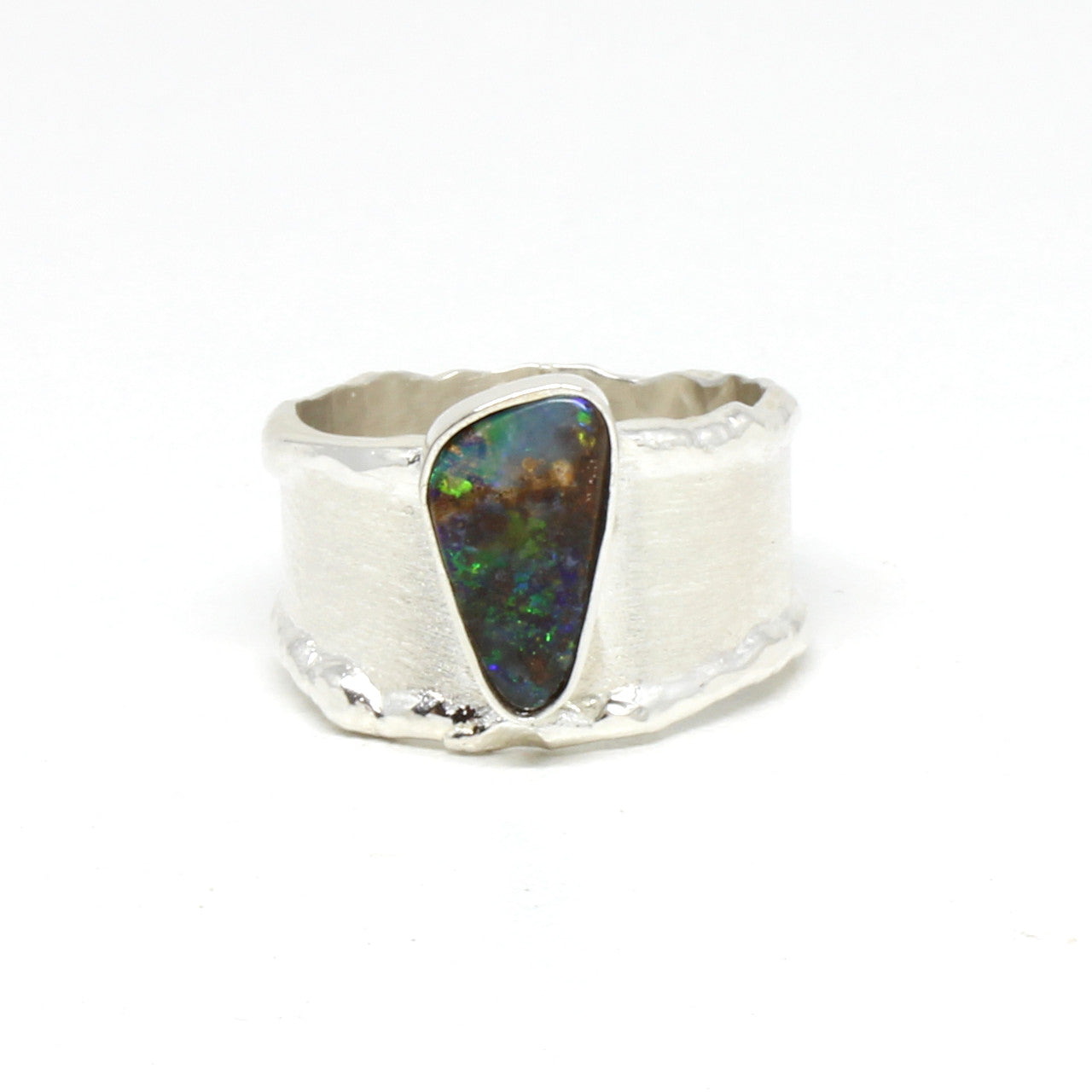 Silberring Handarbeit mit Opal